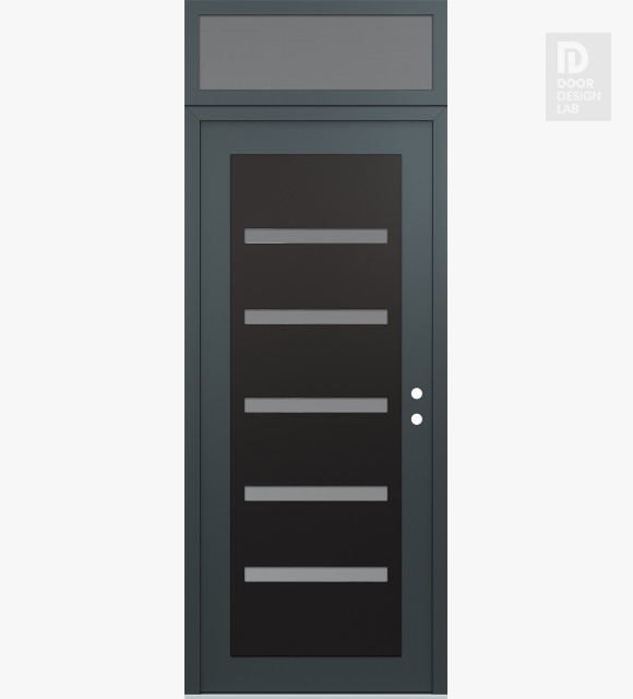 Modern Steel Front Door Diamond C7 36" x 96" anthracite/anthracite frosted Glass Panel black LHI with Transom frosted Glass