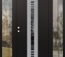 Modern Steel Front Door DIAMOND A5 60" X 80" BLACK/BLACK MIRRORED GLASS PANEL STAINLESS STEEL RHI WITH 2 SIDELITES CLEAR GLASS
