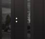 Modern Steel Front Door DIAMOND A3 48" X 80" BLACK/BLACK MIRRORED GLASS PANEL BLACK RHI WITH SIDELITE MIRRORED GLASS