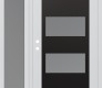 Modern Steel Front Door Diamond C2 52" x 80" white/white frosted Glass Panel black RHI with Sidelite frosted Glass