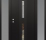 Modern Steel Front Door DIAMOND A6 68" X 80" BLACK/BLACK CLEAR GLASS PANEL BLACK RHI WITH 2 SIDELITES FROSTED GLASS