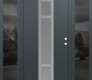 Modern Steel Front Door DIAMOND A9 68" X 80" ANTHRACITE/ANTHRACITE FROSTED GLASS PANEL STAINLESS STEEL LHI WITH 2 SIDELITES MIRRORED GLASS