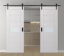 DOUBLE BARN DOOR AVON 07-06 VETRO SNOW WHITE 72" X 84" X 1 3/4" BLACK HARDWARE