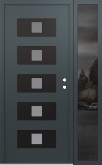 Diamond D8 52" x 80" anthracite/anthracite frosted Glass Panel black LHI with Sidelite mirrored Glass