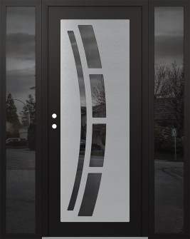 Diamond C12 68" x 80" black/black mirrored Glass Panel stainless steel RHI with 2 Sidelites mirrored Glass