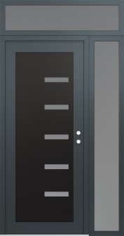 Diamond C8 48" x 96" anthracite/anthracite frosted Glass Panel black LHI with Sidelite and Transom frosted Glass