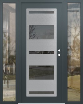 Diamond C10 60" x 80" anthracite/anthracite mirrored Glass Panel stainless steel LHI with 2 Sidelites clear Glass