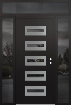 Diamond D4 60" x 96" black/black mirrored Glass Panel stainless steel LHI with 2 Sidelites and Transom mirrored Glass