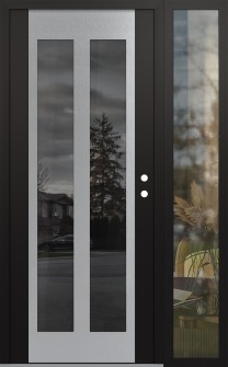 Diamond C14 52" x 80" black/black mirrored Glass Panel stainless steel LHI with Sidelite clear Glass