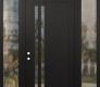 Modern Steel Front Door Diamond C6 60" x 96" black/black clear Glass Panel black RHI with 2 Sidelites and Transom clear Glass