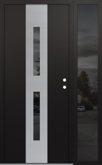 DIAMOND A6 52" X 80" BLACK/BLACK MIRRORED GLASS PANEL STAINLESS STEEL LHI WITH SIDELITE MIRRORED GLASS