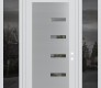 Modern Steel Front Door Diamond C8 68" x 96" white/white clear Glass Panel stainless steel LHI with 2 Sidelites and Transom mirrored Glass