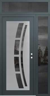 Diamond C12 52" x 96" anthracite/anthracite mirrored Glass Panel stainless steel LHI with Sidelite and Transom mirrored Glass