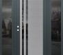 Modern Steel Front Door Diamond C6 64" x 80" anthracite/anthracite mirrored Glass Panel stainless steel RHI with 2 Sidelites mirrored Glass