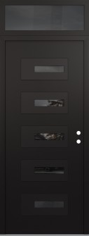 Diamond D6 36" x 96" black/black mirrored Glass Panel black LHI with Transom mirrored Glass