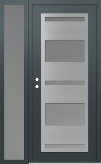 Diamond C10 48" x 80" anthracite/anthracite frosted Glass Panel stainless steel RHI with Sidelite frosted Glass