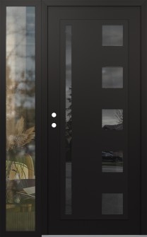 Diamond C3 50" x 80" black/black mirrored Glass Panel black RHI with Sidelite clear Glass