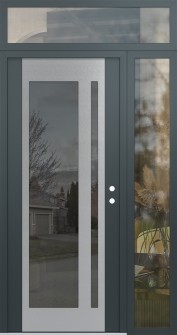 Diamond C15 52" x 96" anthracite/anthracite mirrored Glass Panel stainless steel LHI with Sidelite and Transom clear Glass