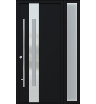 MODERN FRONT STEEL DOOR ZEPHYR BLACK/WHITE 49 1/4" X 81 11/16" RHI + SIDELITE RIGHT