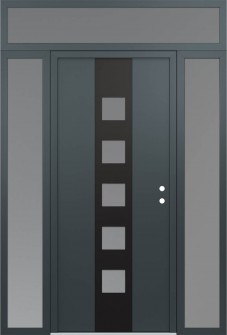 DIAMOND A13 64" X 96" ANTHRACITE/ANTHRACITE FROSTED GLASS PANEL BLACK LHI WITH 2 SIDELITES AND TRANSOM FROSTED GLASS