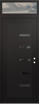 Diamond C8 36" x 96" black/black mirrored Glass Panel black LHI with Transom clear Glass