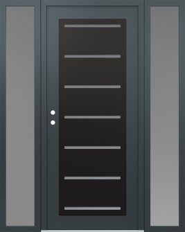 Diamond C11 68" x 80" anthracite/anthracite frosted Glass Panel black RHI with 2 Sidelites frosted Glass