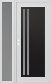 Diamond C6 52" x 80" white/white frosted Glass Panel black RHI with Sidelite frosted Glass