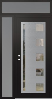 Diamond C3 48" x 96" black/black clear Glass Panel stainless steel RHI with Sidelite and Transom frosted Glass