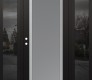 Modern Steel Front Door Diamond C1 60" x 80" black/white frosted Glass Panel stainless steel RHI with 2 Sidelites mirrored Glass