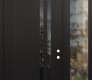 Modern Steel Front Door Diamond C6 50" x 96" black/black mirrored Glass Panel black LHI with Sidelite and Transom clear Glass