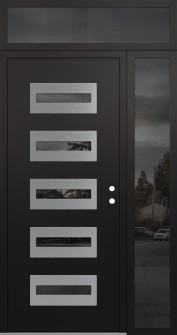 Diamond D4 48" x 96" black/black mirrored Glass Panel stainless steel LHI with Sidelite and Transom mirrored Glass