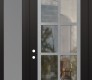 Modern Steel Front Door Diamond C16 52" x 96" black/black clear Glass Panel stainless steel RHI with Sidelite and Transom frosted Glass