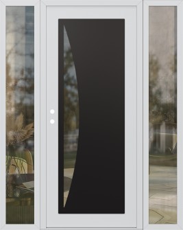 Diamond C13 64" x 80" white/white clear Glass Panel black RHI with 2 Sidelites clear Glass