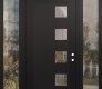 Modern Steel Front Door Diamond C5 68" x 96" black/black clear Glass Panel black LHI with 2 Sidelites and Transom clear Glass