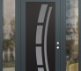 Modern Steel Front Door Diamond C12 68" x 96" anthracite/anthracite frosted Glass Panel black LHI with 2 Sidelites and Transom clear Glass
