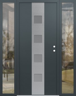 DIAMOND A12 68" X 80" ANTHRACITE/ANTHRACITE FROSTED GLASS PANEL STAINLESS STEEL LHI WITH 2 SIDELITES CLEAR GLASS