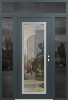Diamond C1 60" x 96" anthracite/anthracite clear Glass Panel stainless steel LHI with 2 Sidelites and Transom mirrored Glass