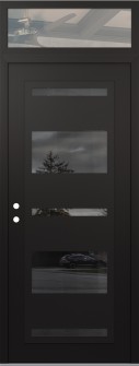 Diamond C10 36" x 96" black/black mirrored Glass Panel black RHI with Transom clear Glass
