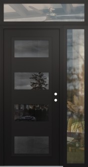 Diamond C2 52" x 96" black/black mirrored Glass Panel black LHI with Sidelite and Transom clear Glass
