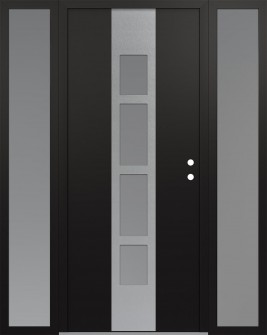 DIAMOND A10 60" X 80" BLACK/WHITE FROSTED GLASS PANEL STAINLESS STEEL LHI WITH 2 SIDELITES FROSTED GLASS