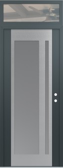 Diamond C15 36" x 96" anthracite/anthracite frosted Glass Panel stainless steel LHI with Transom clear Glass