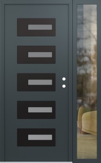 Diamond D6 52" x 80" anthracite/anthracite frosted Glass Panel black LHI with Sidelite clear Glass