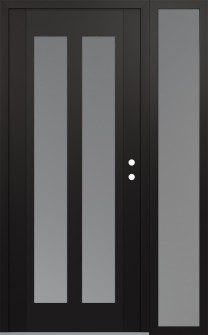 Diamond C14 48" x 80" black/white frosted Glass Panel black LHI with Sidelite frosted Glass