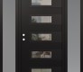 Modern Steel Front Door Diamond D3 68" x 80" black/black clear Glass Panel black RHI with 2 Sidelites frosted Glass