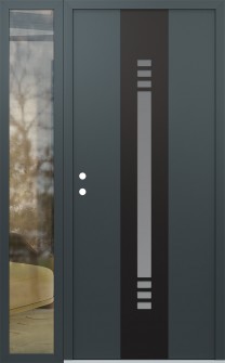 DIAMOND A5 48" X 80" ANTHRACITE/ANTHRACITE FROSTED GLASS PANEL BLACK RHI WITH SIDELITE CLEAR GLASS