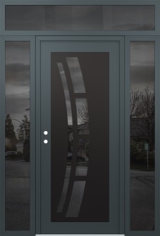 Diamond C12 64" x 96" anthracite/anthracite mirrored Glass Panel black RHI with 2 Sidelites and Transom mirrored Glass