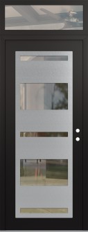 Diamond C10 36" x 96" black/black clear Glass Panel stainless steel LHI with Transom clear Glass