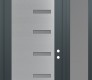 Modern Steel Front Door Diamond C8 48" x 96" anthracite/anthracite frosted Glass Panel stainless steel LHI with Sidelite and Transom frosted Glass