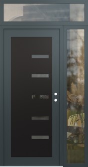 Diamond C8 48" x 96" anthracite/anthracite mirrored Glass Panel black LHI with Sidelite and Transom clear Glass