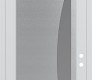 Modern Steel Front Door Diamond C13 36" x 96" white/white frosted Glass Panel stainless steel LHI with Transom clear Glass